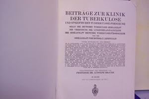 Bild des Verkufers fr Beitrge zur Klinik der Tuberkulose. 70.Band. Mit 215 Abbildungen im Text. zum Verkauf von Antiquariat Bler