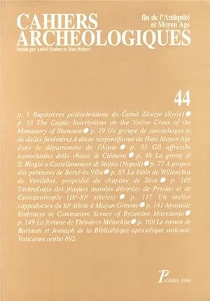 Bild des Verkufers fr Cahiers archeologiques: Fin de l'antiquit et moyen age zum Verkauf von JLG_livres anciens et modernes