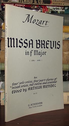 Bild des Verkufers fr MISSA BREVIS IN F MAJOR zum Verkauf von Rare Book Cellar