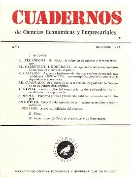 Seller image for Cuadernos de Ciencias Econmicas y Empresariales N 1 (Octubre, 1977) for sale by El libro que vuela