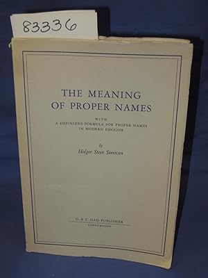 Seller image for The Meaning of Proper Names - with a definiens formula for proper names in modern English for sale by Princeton Antiques Bookshop