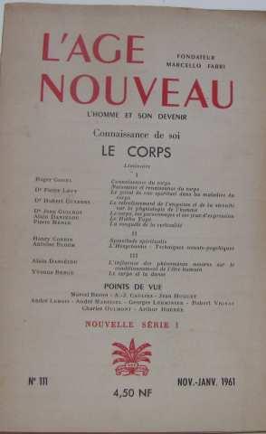 Image du vendeur pour L'age nouveau : l'homme et son devenir N111 nov.-janv. 1961 mis en vente par crealivres