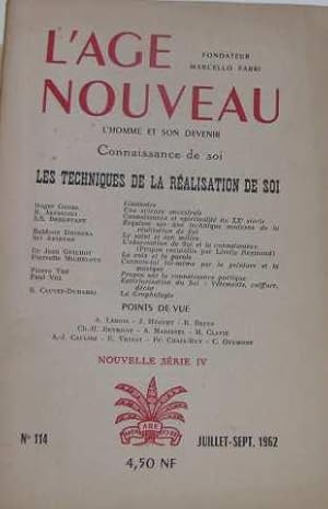 Image du vendeur pour L'age nouveau: l'homme et son devenir N114 juillet-sept.1962 mis en vente par crealivres