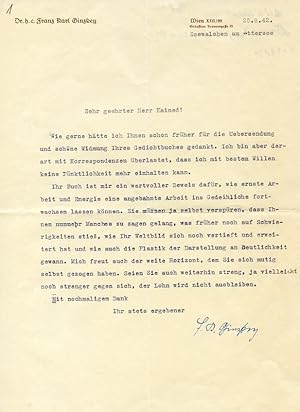 Imagen del vendedor de Ms. Brief mit eigenh. U. a la venta por Antiquariat INLIBRIS Gilhofer Nfg. GmbH