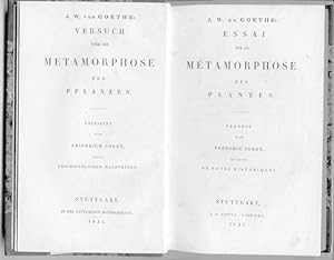 Image du vendeur pour Versuch ber die Metamorphose der Pflanzen. bersetzt von Friedrich Soret, nebst geschichtlichen Nachtrgen. - Essai sur la mtamorphose des plantes. mis en vente par Antiquariat Buechel-Baur