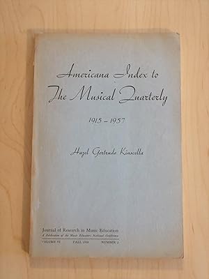 Seller image for Americana Index to the Musical Quarterly 1915-1957: Journal of Research in Music Education, Fall 1958 for sale by Bradley Ross Books