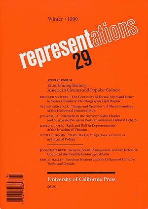 Imagen del vendedor de Representations 29: Entertaining History: American Cinema and Popular Culture (Winter 1990) a la venta por Diatrope Books