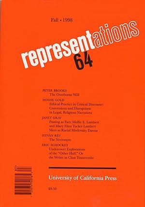 Seller image for Representations 64 (Fall 1998) for sale by Diatrope Books