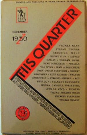 Bild des Verkufers fr This Quarter December 1930 Issue (Volume III Number 2) zum Verkauf von Derringer Books, Member ABAA