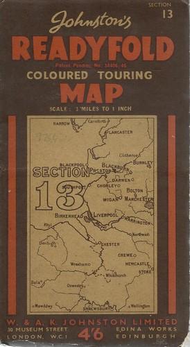 Image du vendeur pour Johnston's Readyfold Coloured Touring Map 3 miles to the inch. England and Wales Section 13. mis en vente par Saintfield Antiques & Fine Books