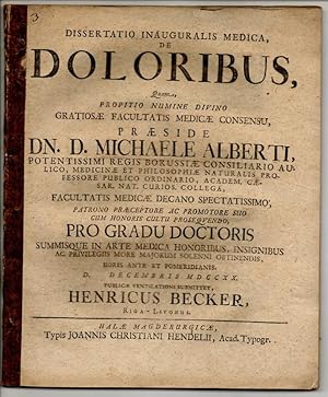 Medizinische Inaugural-Dissertation. De Doloribus (Über Schmerzen).