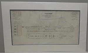 Steam ship, SS, 'Santos', original architect's plan drawings