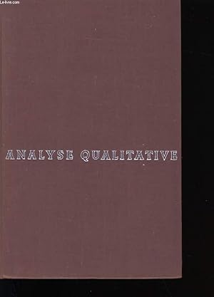 Imagen del vendedor de ANALYSE QUALITATIVE. a la venta por Le-Livre