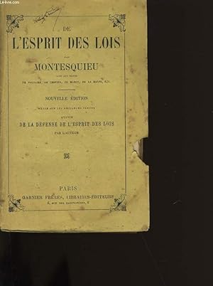 Image du vendeur pour L'ESPRIT DES LOIS SUIVI DE LA DEFENSE DE L'ESPRIT DES LOIS. mis en vente par Le-Livre