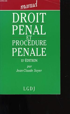 Seller image for MANUEL DROIT PENAL ET PROCEDURE PENALE. for sale by Le-Livre