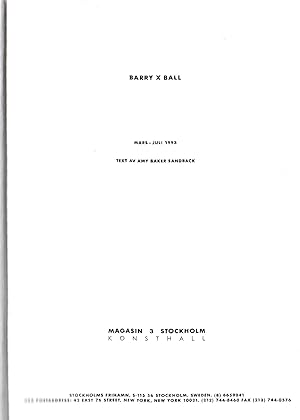 Seller image for Barry X Ball - Magasin 3 Stockholm: March 1992-July 1993 for sale by ART...on paper - 20th Century Art Books