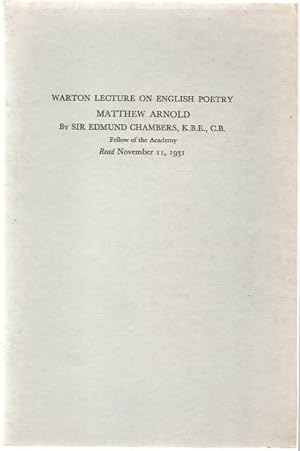 Seller image for Matthew Arnold. Warton Lecture on English Poetry, Read November 11, 1931 for sale by Lincbook