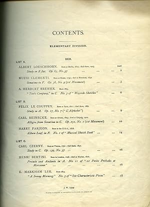 Immagine del venditore per Studies and Pieces for the Pianoforte Contained in the Syllabus for Local Examination in Music 1919; Elementary Division [Piano Sheet Music] venduto da Little Stour Books PBFA Member