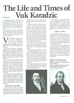 Immagine del venditore per Article: the Life and Times of Vuk Karadzic venduto da Hammonds Antiques & Books