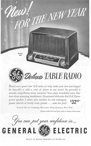 Seller image for Advertisement: General Electric Deluxe Table Radio for sale by Hammonds Antiques & Books