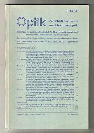 Optik. Zeitschrift für Licht- und Elektronenoptik E21 485 E , Bd 1-4. Fachorgan der Deutschen Ges...
