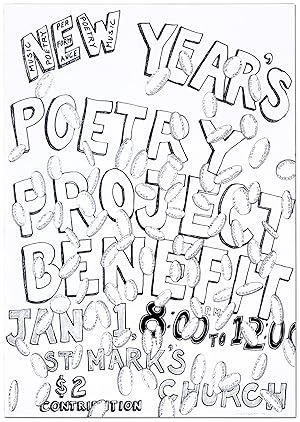 Bild des Verkufers fr [Broadside]: New Year's Poetry Project Benefit Jan 1, 8:00 to 12:00 St. Mark's Church zum Verkauf von Between the Covers-Rare Books, Inc. ABAA