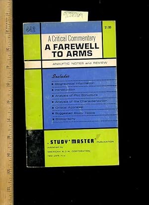 Seller image for A Critical Commentary : A farewell to Arms By Ernest Hemingway : a Study Master Publicaion [Critical / Practical Study ; Review Reference ; Biographical Details ; in Depth Research ; Practice / Process Explained ; Eductation / Learning ; discussion] for sale by GREAT PACIFIC BOOKS