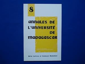 Annales de l'Université de Madagascar. Série Lettres et Sciences Humaines. N°8