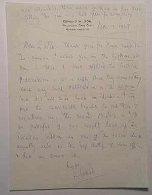 Autographed Letter Signed to drama critic Edith Oliver