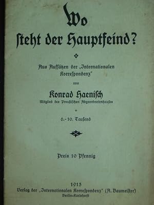 Imagen del vendedor de Wo steht der Hauptfeind? Aus Aufstzen der "Internationalen Korrespondenz". a la venta por Antiquariat Tarter, Einzelunternehmen,