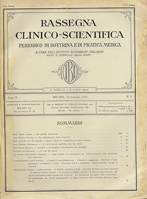 Rassegna Clinico-Scientifica dell'Istituto Biochimico Italiano sotto il controllo dello Stato. Pu...