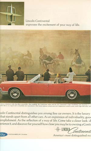 Image du vendeur pour Advertisement for Lincoln Continental - America's Only Four-Door Convertible CONTINENTAL SEDAN & CONTINENTAL COUPE mis en vente par Hammonds Antiques & Books