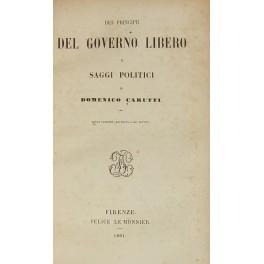 Bild des Verkufers fr Dei principii del governo libero e saggi politici zum Verkauf von Libreria Antiquaria Giulio Cesare di Daniele Corradi