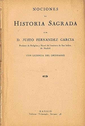Seller image for NOCIONES DE HISTORIA SAGRADA. for sale by Librera Torren de Rueda