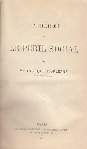 Seller image for L'Athisme et le pril social for sale by PRISCA
