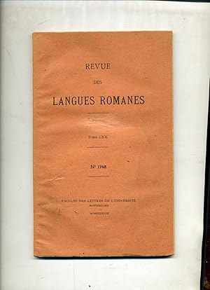 REVUE DES LANGUES ROMANES .Tome LXX, .N° 1948