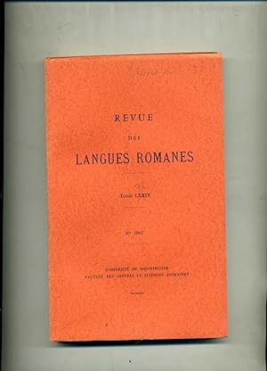 REVUE DES LANGUES ROMANES .Tome LXXVI . N° 1965