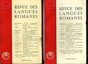 REVUE DES LANGUES ROMANES .Tome LXXX, N° 1972 . 1er et 2me fascicules.