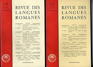 REVUE DES LANGUES ROMANES . Tome LXXX, N°1974 . 1er et 2me fascicules.