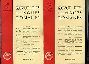 REVUE DES LANGUES ROMANES .Tome LXXX, N° 1973 . 1er et 2me fascicules.