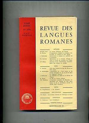 REVUE DES LANGUES ROMANES .Tome LXXXII, N° 1976 .1er et 2me fascicule. ( en 1 volume )