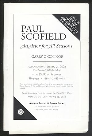 Bild des Verkufers fr Paul Scofield: An Actor for All Seasons zum Verkauf von Between the Covers-Rare Books, Inc. ABAA