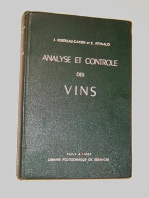 Imagen del vendedor de Analyse et contrle des vins a la venta por Domifasol