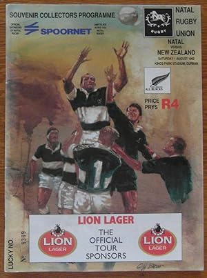 Souvenir Collector's Programme Natal Rugby Union: Natal Vs New Zealand