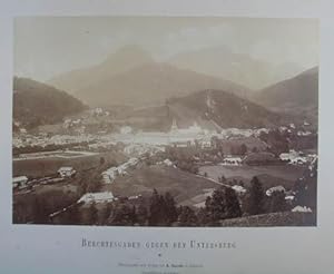 Berchtesgaden gegen den Untersberg. Original-Fotografie von A. Czurda, Albumin auf Karton mit typ...