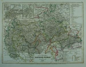 Gross-Herzogthum Sachsen-Weimar und Eisenach. Grenzkolorierte Stahlstich-Karte v. Carl Hoeckner a...