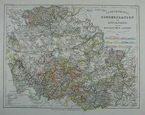 Schwarzburg-Sondershausen und Rudolstadt, nebst den Reussischen Landen. Grenzkolorierte Stahlstic...