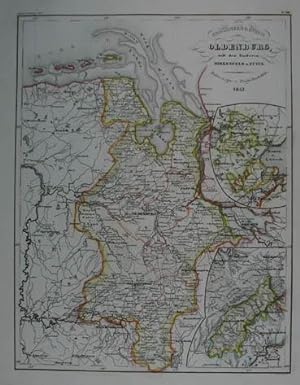 Grossherzogthum Oldenburg mit den Enclaven Birkenfeld und Eutin. Grenzkolorierte Stahlstich-Karte...