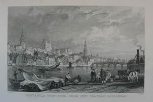 Newcastle-upon-Tyne, from New Chatham, Gateshead. Stahlstich v. Miller nach Thomas Allom aus "Wan...