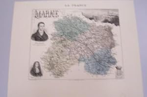 Immagine del venditore per GRAVURE ANCIENNE DE DEPARTEMENT d'aprs les cartes du dpt de la guerre, des ponts et chausses et de la marine : MARNE venduto da KEMOLA